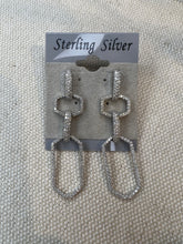 Load image into Gallery viewer, Sterling Silver Pave Geometric Drop Earrings
