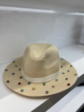 Load image into Gallery viewer, Light Beige Panama Star Crystal Hat
