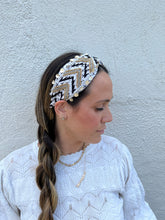 Load image into Gallery viewer, Ivory and Black Embroidered Headband
