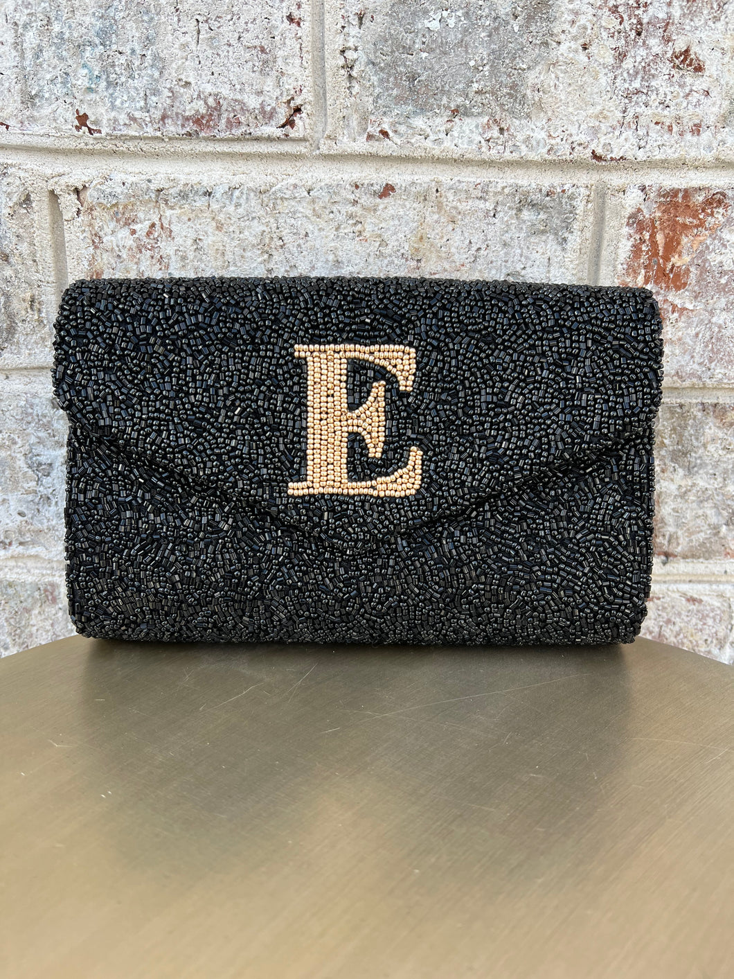 Handmade Beaded Envelope Clutch Monogram 