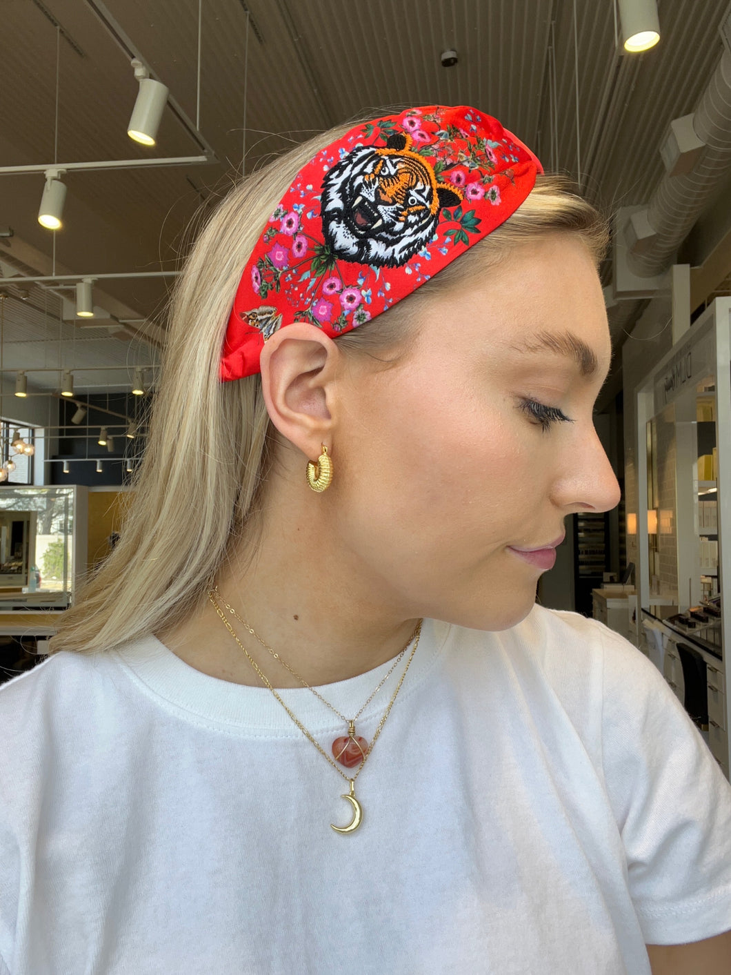 Red Tiger Embroidered Headband