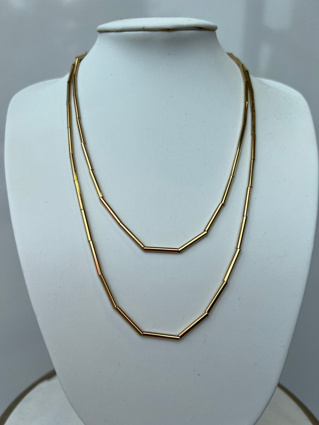 Gold Cylinder Chain Necklace