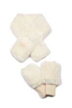 Load image into Gallery viewer, Faux Fur Pull Thru Scarf + Mitten Set
