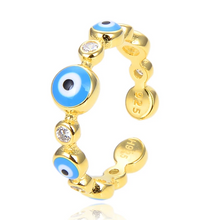 Load image into Gallery viewer, Round Evil Eye Ring with CZ
