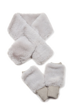 Load image into Gallery viewer, Faux Fur Pull Thru Scarf + Mitten Set
