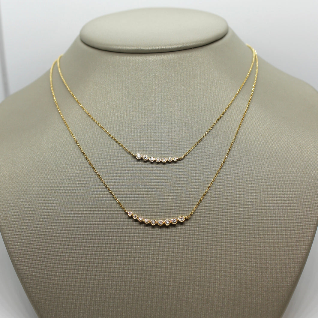 18K Yellow Gold and Diamond Double Layer Bar Necklace*