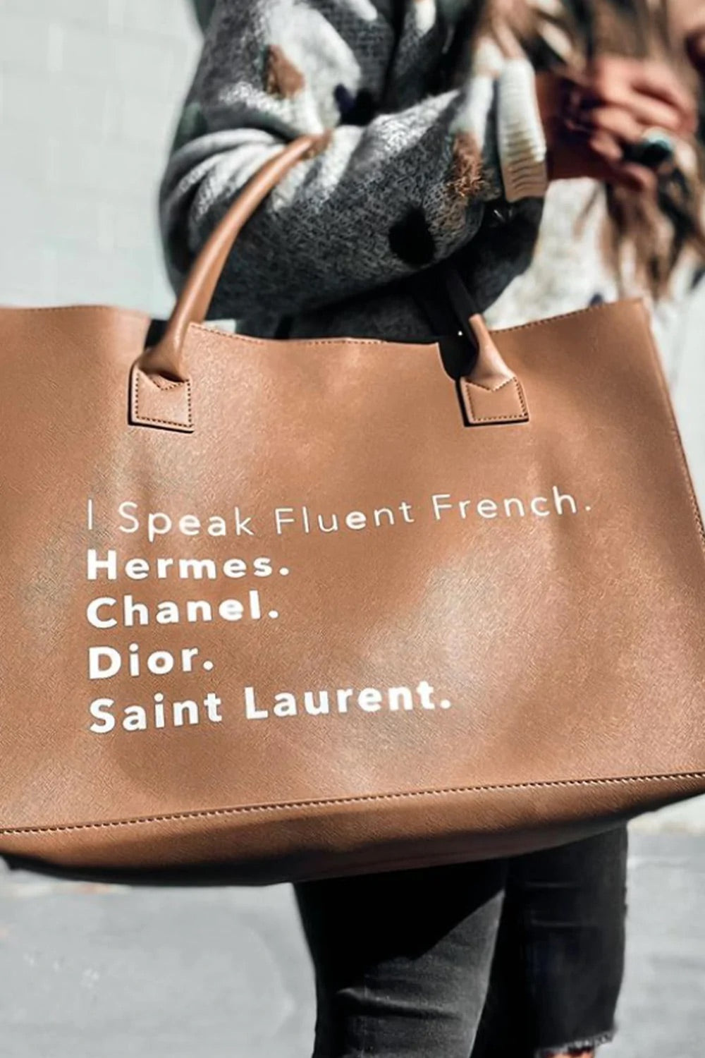 I Speak Fluent French Modern Mini Vegan Leather Tote